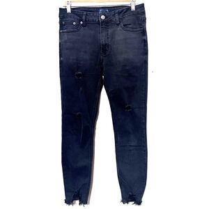 JustUSA Black Denim Jeans Women's 29 Skinny Distressed raw hem